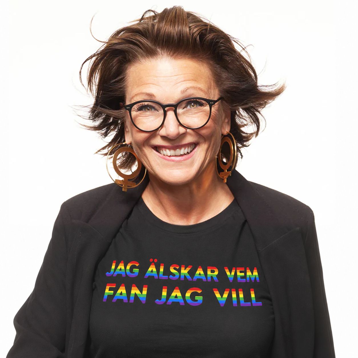 Pridetröjan svart - "Jag Älskar Vem Fan Jag Vill"